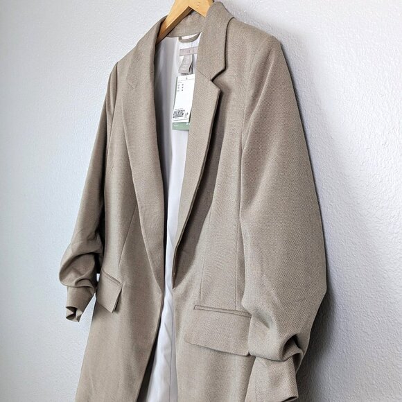 NWT H&M Gathered Sleeve Open Front Blazer SZ M - Picture 4 of 13